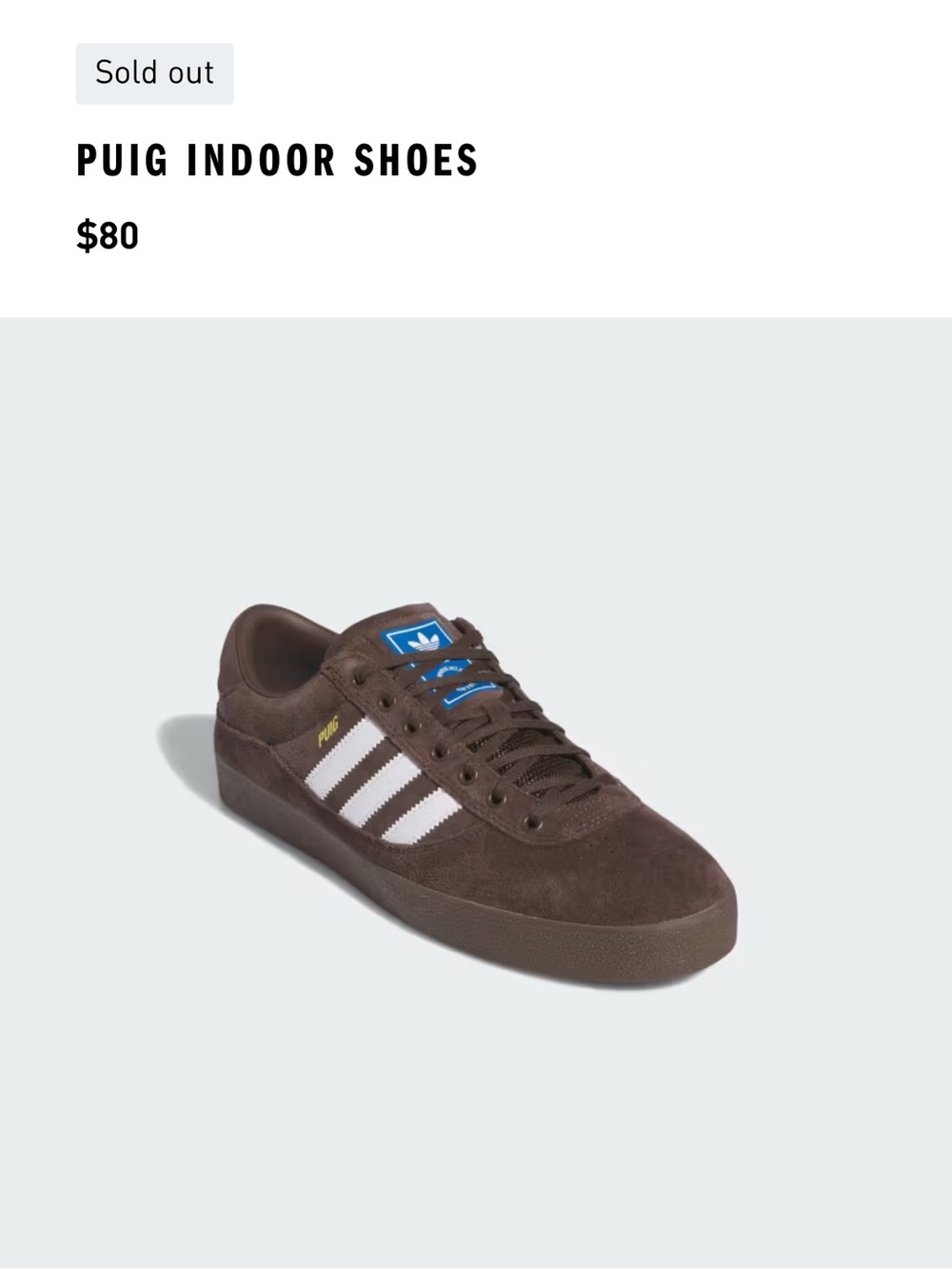 adidas PUIG Indoor Shoes Brown with White Stripes